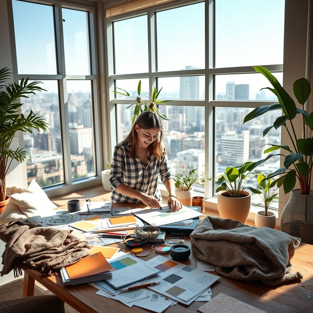 Designer d'intérieur en pleine création
